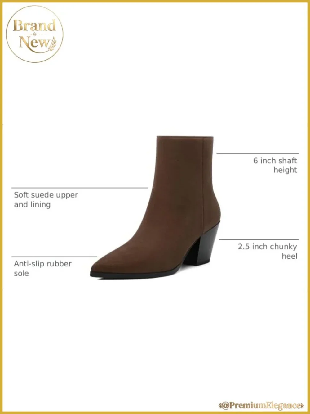 Womens Ankle Boots Chunky Low Heel Pointed Toe Heeled Booties Suede